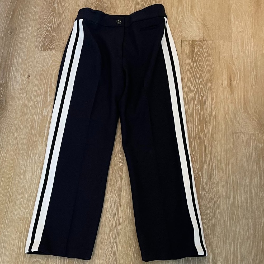 Veronica Beard Marlin Navy Racer Stripe Pants, Size 4